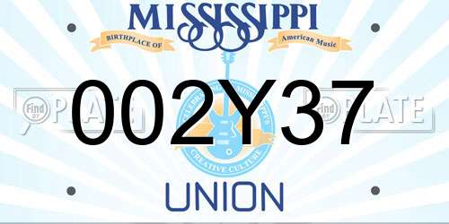 002Y37 Mississippi License Plate