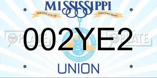 002YE2 Mississippi License Plate