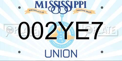 002YE7 Mississippi License Plate