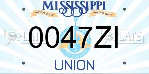 0047ZI Mississippi License Plate