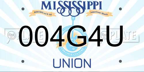 004G4U Mississippi License Plate