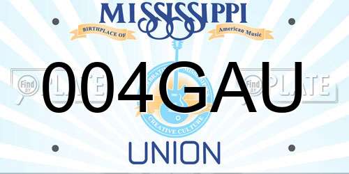 004GAU Mississippi License Plate