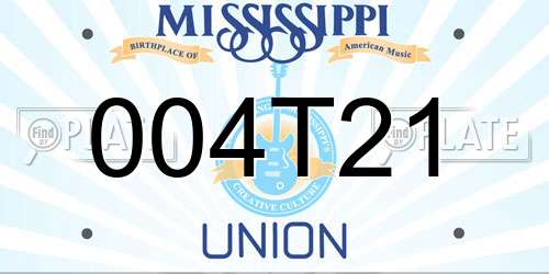 004T21 Mississippi License Plate