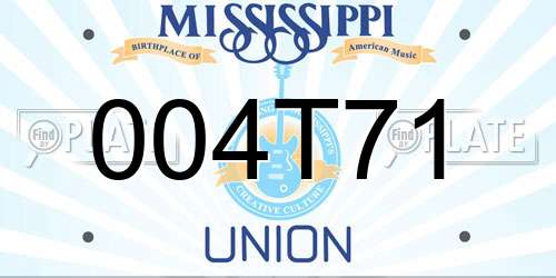004T71 Mississippi License Plate