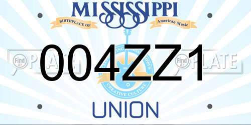 004ZZ1 Mississippi License Plate