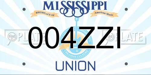 004ZZI Mississippi License Plate