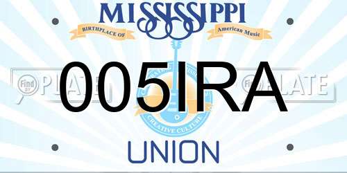 005IRA Mississippi License Plate
