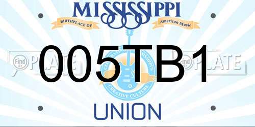 005TB1 Mississippi License Plate
