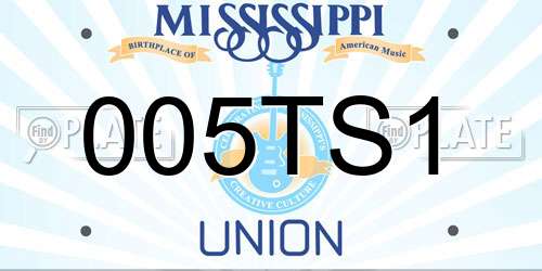 005TS1 Mississippi License Plate