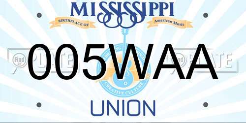 005WAA Mississippi License Plate