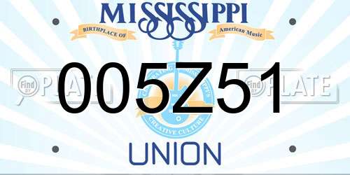 005Z51 Mississippi License Plate