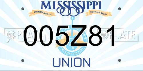 005Z81 Mississippi License Plate