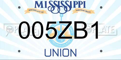 005ZB1 Mississippi License Plate