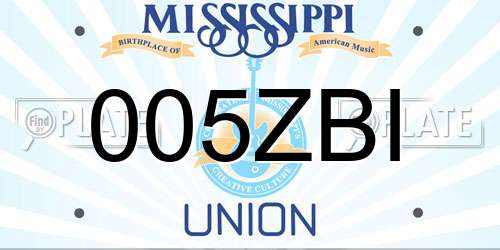 005ZBI Mississippi License Plate