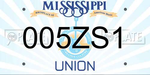 005ZS1 Mississippi License Plate