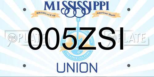 005ZSI Mississippi License Plate