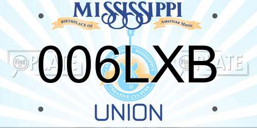 006LXB Mississippi License Plate