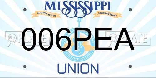 006PEA Mississippi License Plate