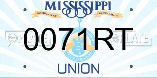0071RT Mississippi License Plate