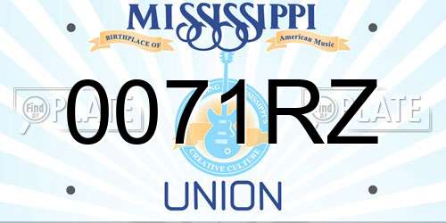 0071RZ Mississippi License Plate