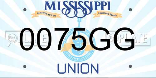 0075GG Mississippi License Plate