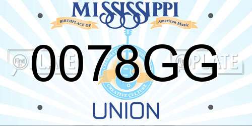 0078GG Mississippi License Plate