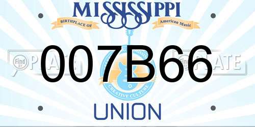 007B66 Mississippi License Plate