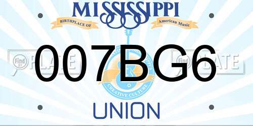 007BG6 Mississippi License Plate