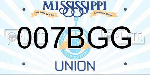 007BGG Mississippi License Plate