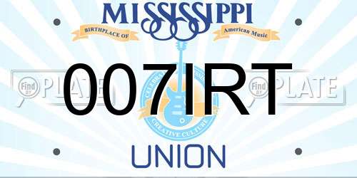 007IRT Mississippi License Plate