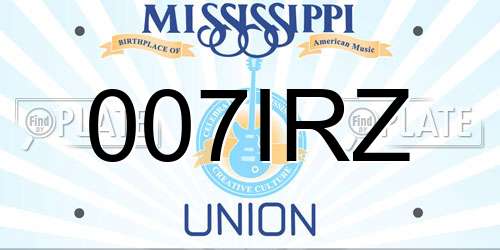 007IRZ Mississippi License Plate