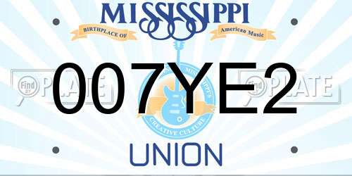 007YE2 Mississippi License Plate