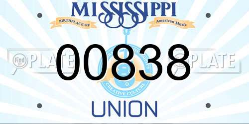 00838 Mississippi License Plate