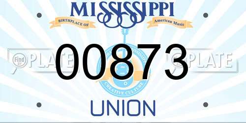 00873 Mississippi License Plate