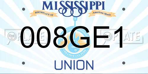 008GE1 Mississippi License Plate