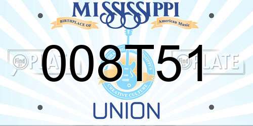 008T51 Mississippi License Plate