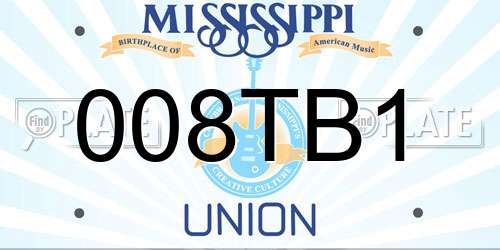 008TB1 Mississippi License Plate