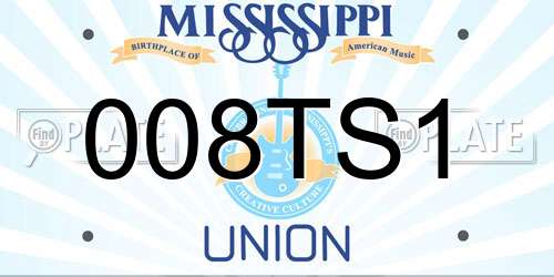 008TS1 Mississippi License Plate
