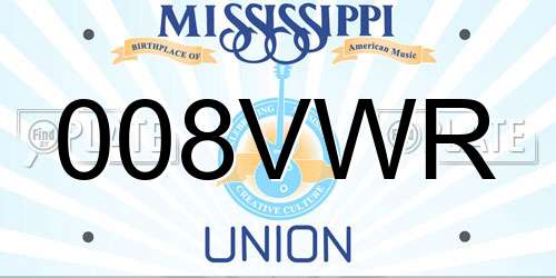 008VWR Mississippi License Plate
