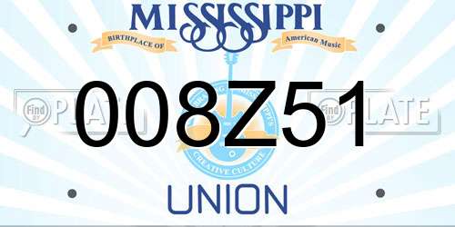 008Z51 Mississippi License Plate