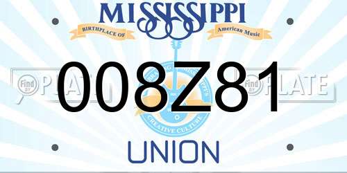 008Z81 Mississippi License Plate