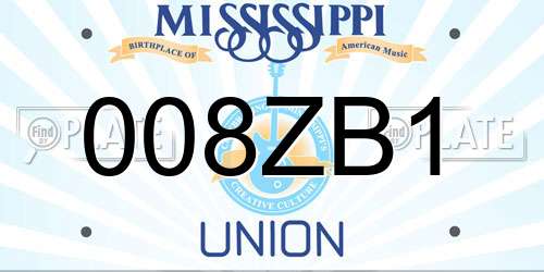 008ZB1 Mississippi License Plate