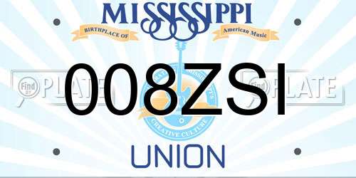 008ZSI Mississippi License Plate