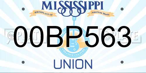 00BP563 Mississippi License Plate