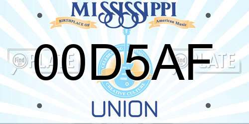 00D5AF Mississippi License Plate