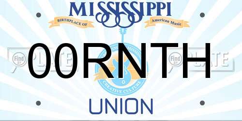 00RNTH Mississippi License Plate