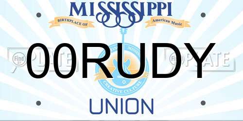 00RUDY Mississippi License Plate