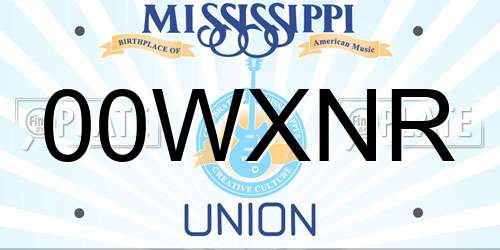 00WXNR Mississippi License Plate