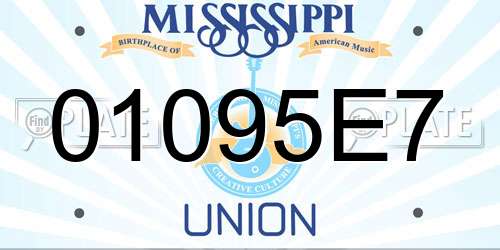 01095E7 Mississippi License Plate