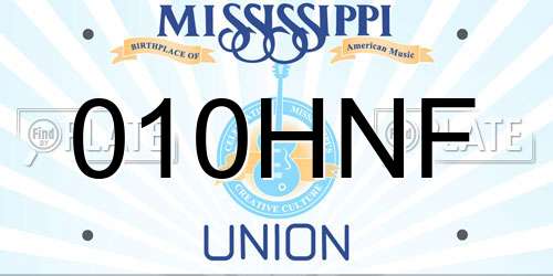 010HNF Mississippi License Plate